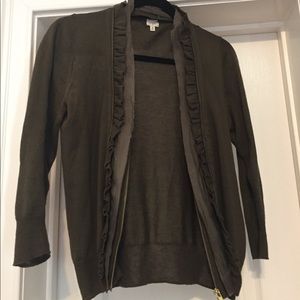 J.Crew Olive Zip Cardigan Size Small