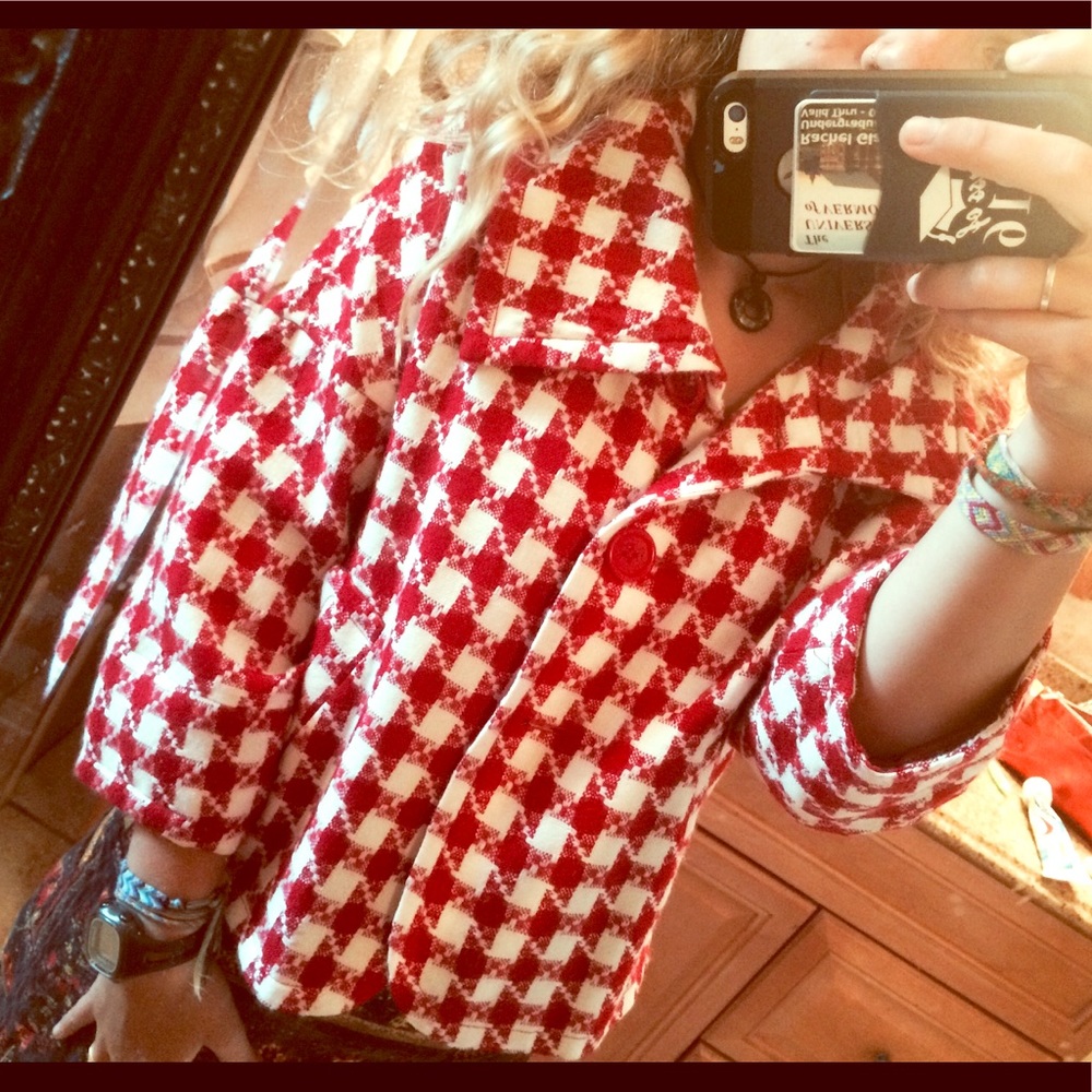 Adorable Red and White Pea Coat