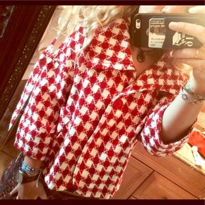 Adorable Red and White Pea Coat