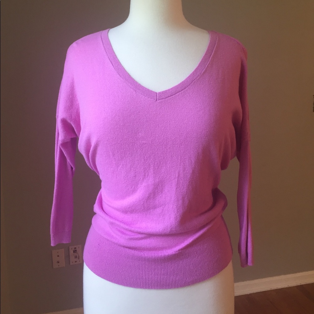 LOFT Pink 3/4 Sleeve Length Sweater