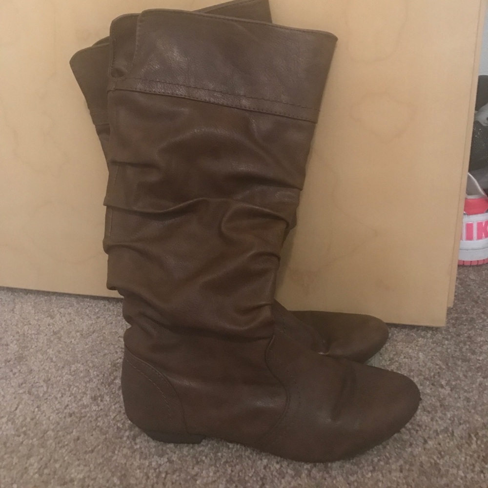 Brown below the knee boots