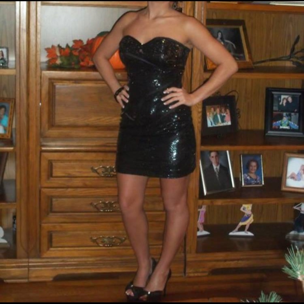 Strapless sequin dress!