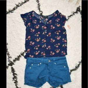 Navy floral blouse