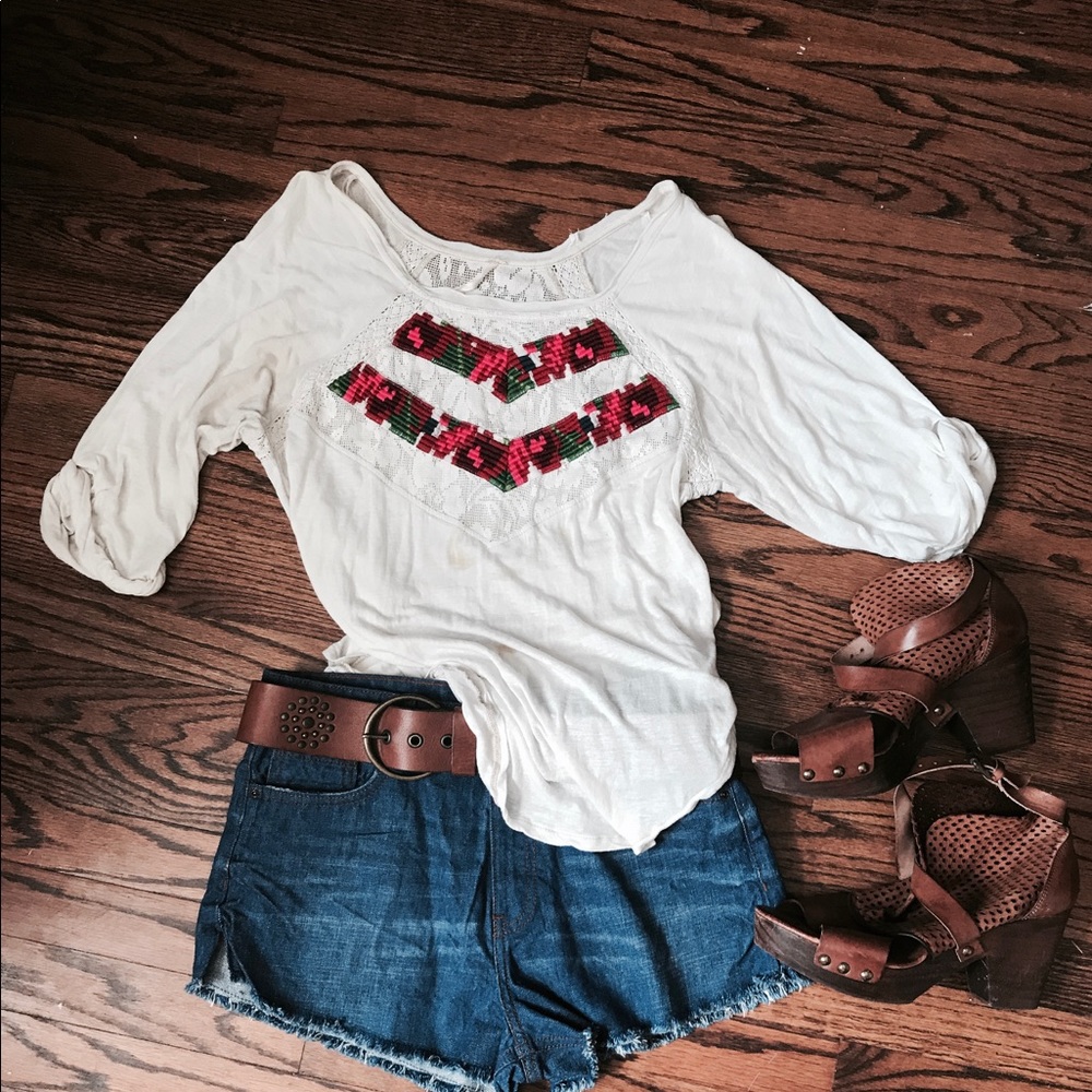 Free People Embroidered Shirt