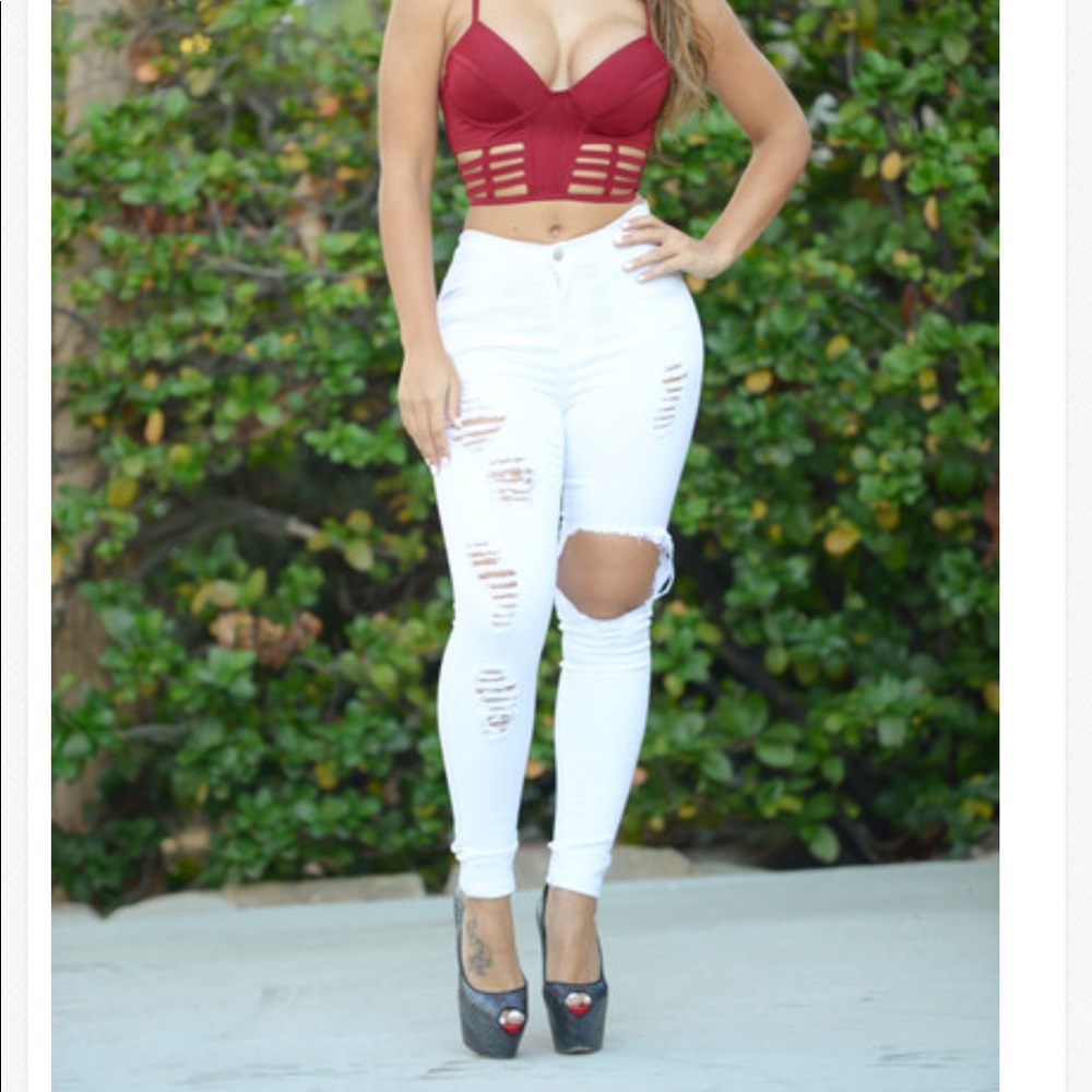 Fashion nova look a like white skinny  jeans