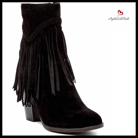 Breckelle's Shoes - BOHO BOOTS Vegan Suede & Fringe Heeled Boots