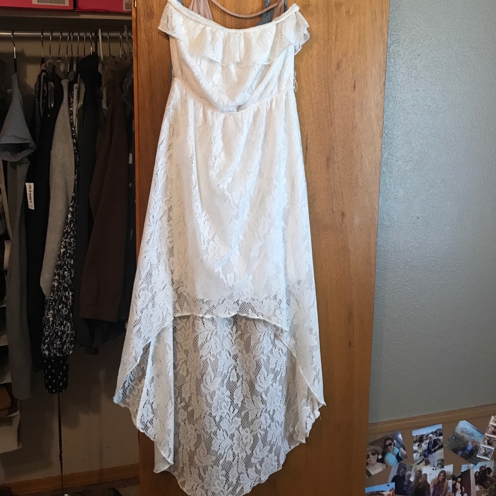 Strapless hi- low dress