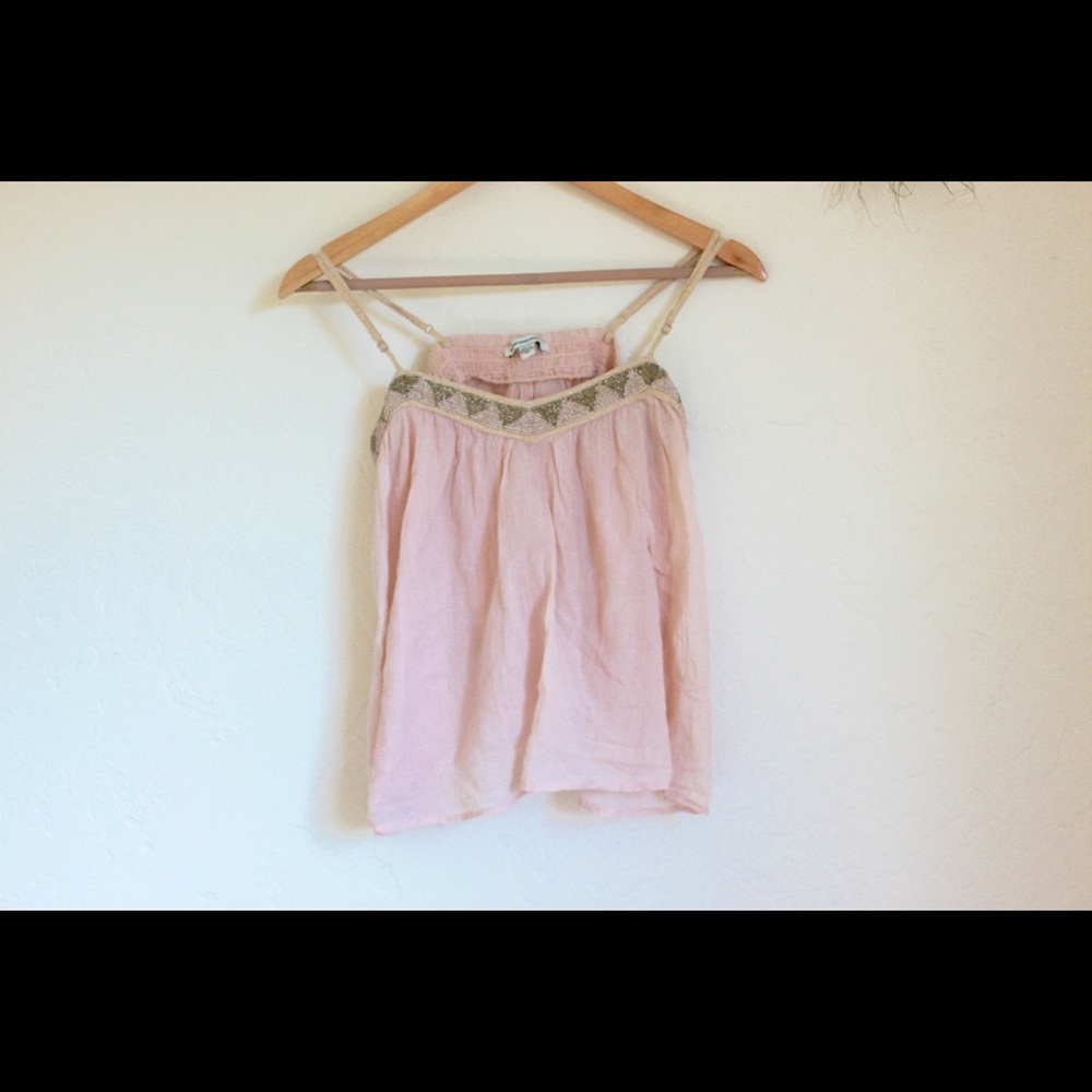 Blush Beaded Flowing Tank Top