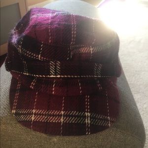 Pink/purple/white plaid cap