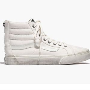Distressed off white Skate high Slip Zip Vans