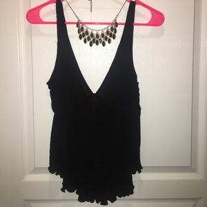 Free People Black Low Cut Tank