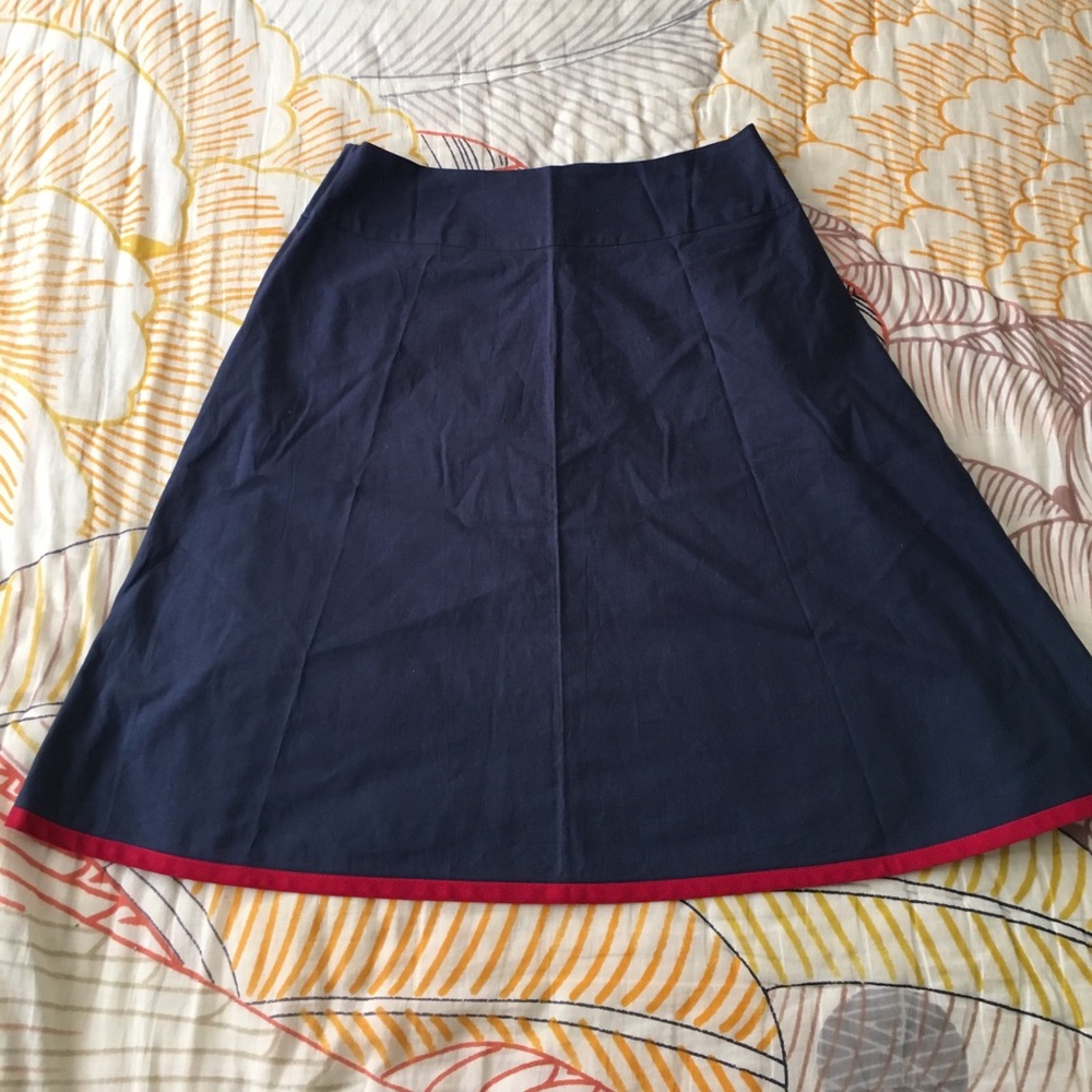 Great Navy A-line skirt with Red Trim size small