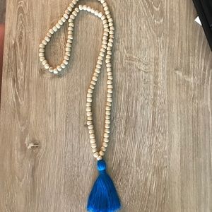 Wooden bead tassel necklace