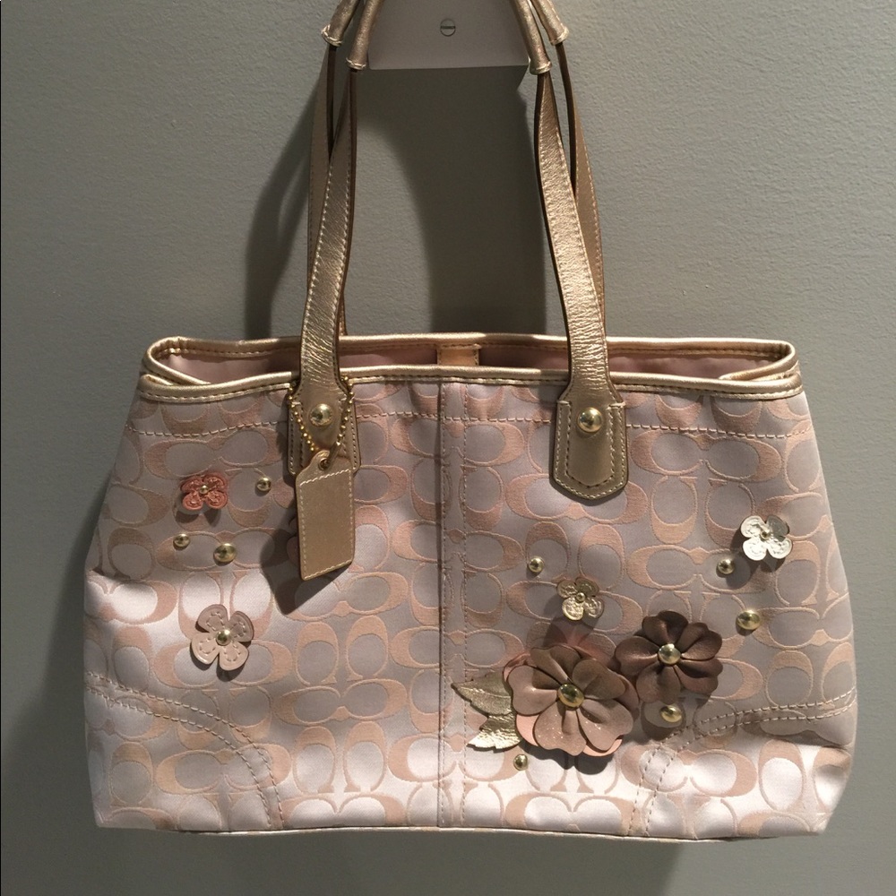 COACH Floral Appliqué Shoulder Bag