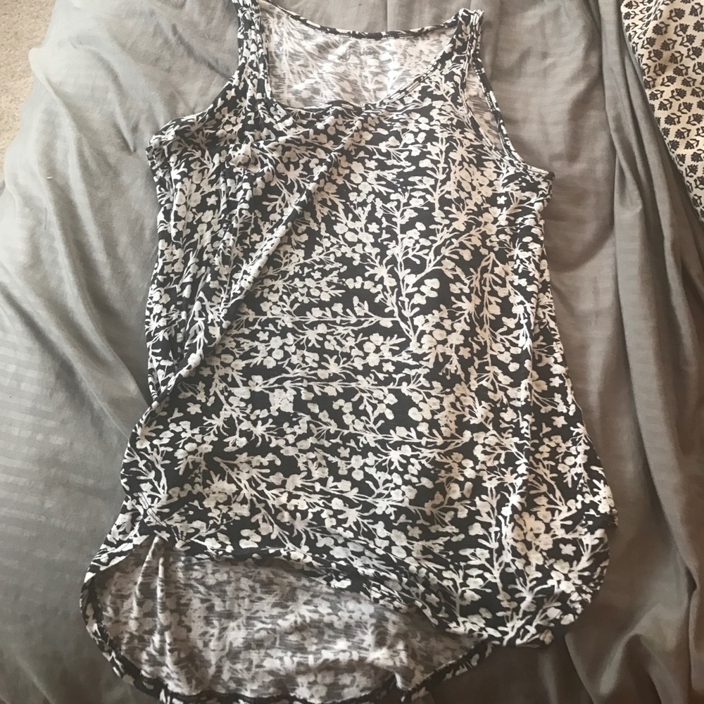 Black tank with white flowers