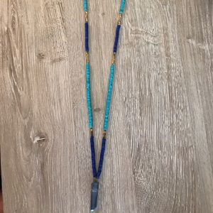 Blue and gold stone necklace
