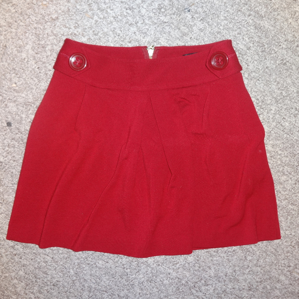 Express Red Skirt w/Zipper, Buttons Size 0 (Small)