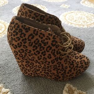 Cheetah Wedge Booties