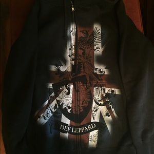 Hooded jacket and sign.