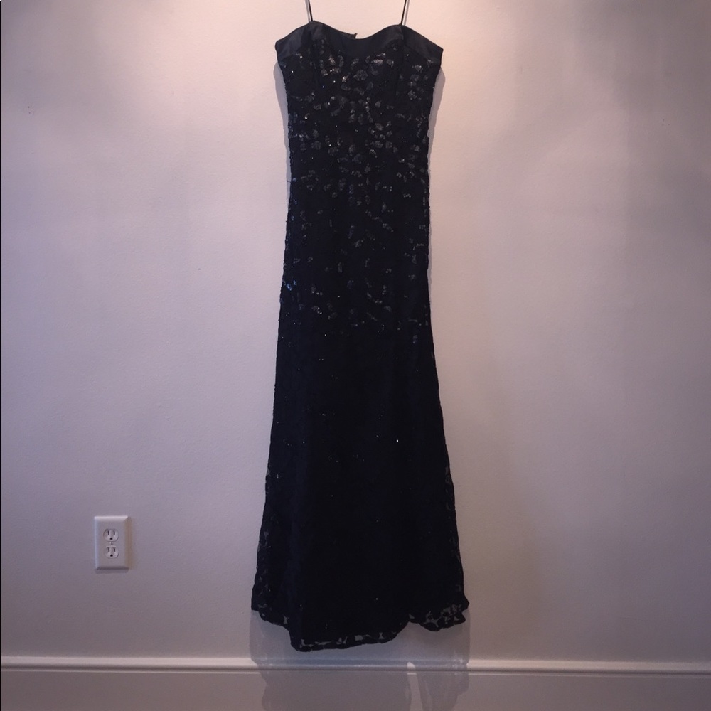 Badgley Mischka black lace with beading ball gown
