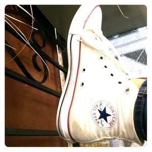 Brand new high top white converse