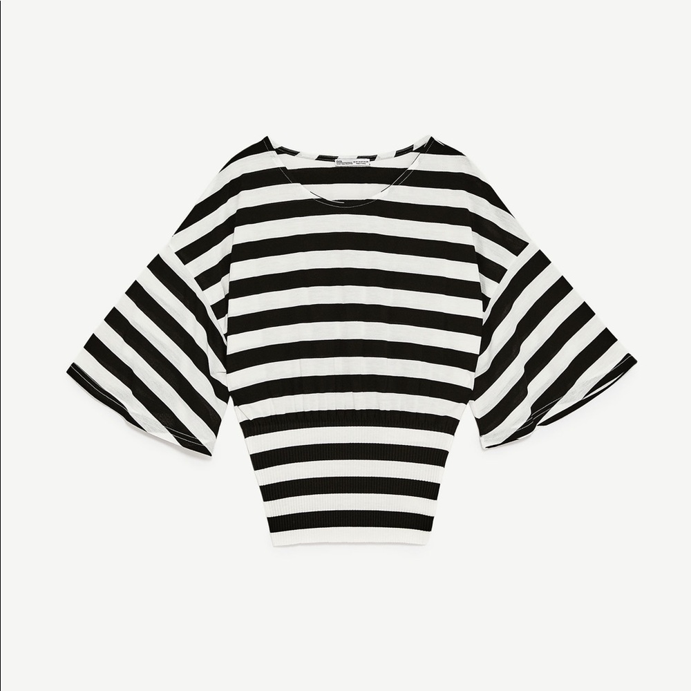 ZARA T-SHIRT WITH PLEATED SASH BELT