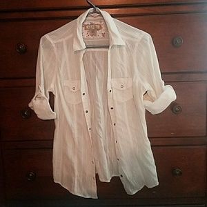 White 3/4 sleeve button up