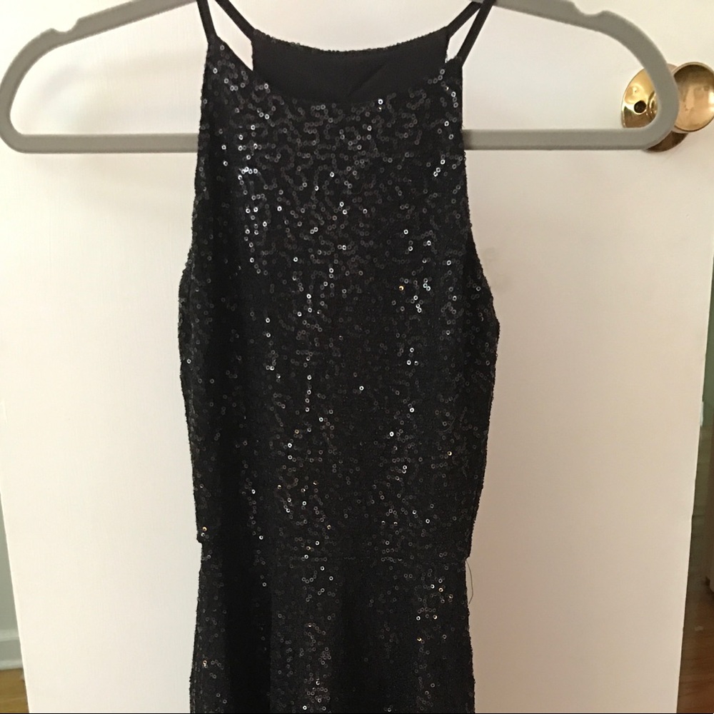 Bloomingdales Aqua sequin high neck dress