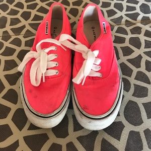 Neon pink shoes