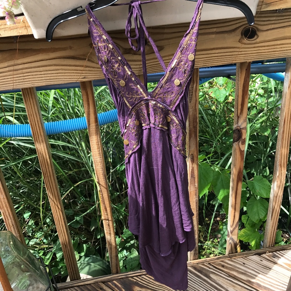 BCBG Embellished Halter Top