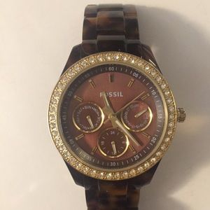 Fossil Women’s Tortoise Watch with Crystal Bezel