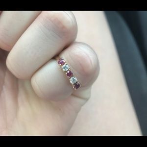 80s style 10k gold ruby and diamond ring