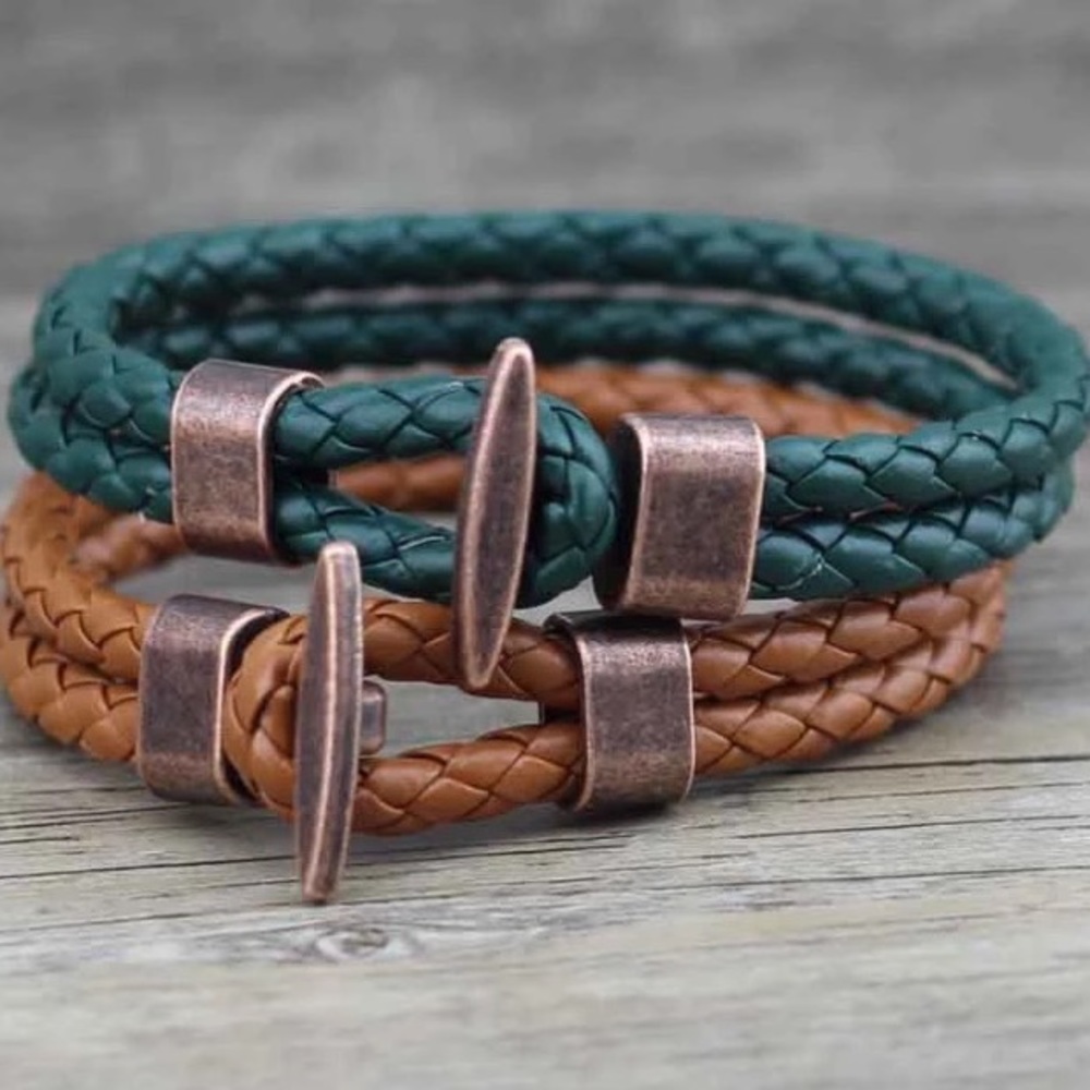 WINE🍷RED Vintage retro leather wrap boho bracelet