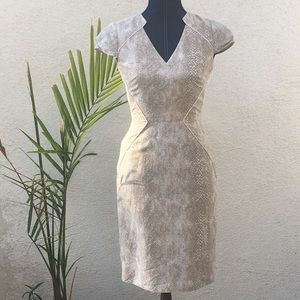 Gray and white business dress