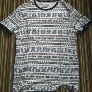 Navy white and grey patterned t shirt