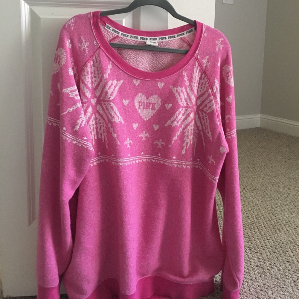 VS Pink Snowflake Christmas sweater Large