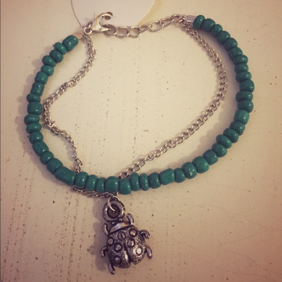 handmade beaded bracelet with turtle charm - Picture 2 of 2