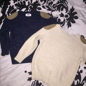 2 Crew Neck shoulder Patch Sweaters