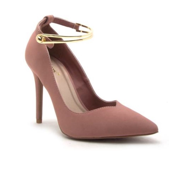 1 LEFT! 3X HP Gold Ankle Strap Pumps Heels MAUVE - Picture 3 of 6