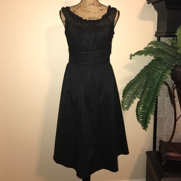White House Black Market Silk Trim Black Cocktail Dress - Picture 2 of 9