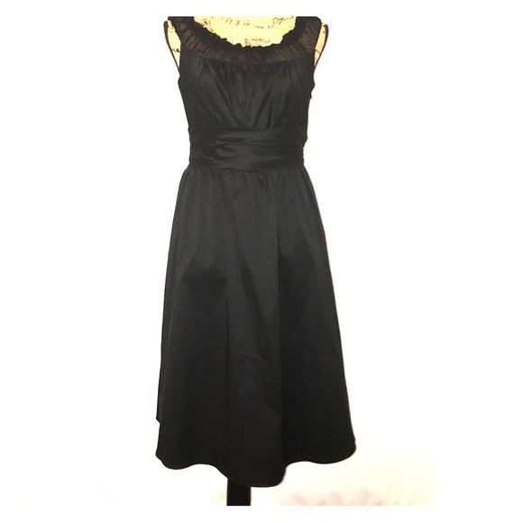 White House Black Market Silk Trim Black Cocktail Dress - Picture 3 of 9