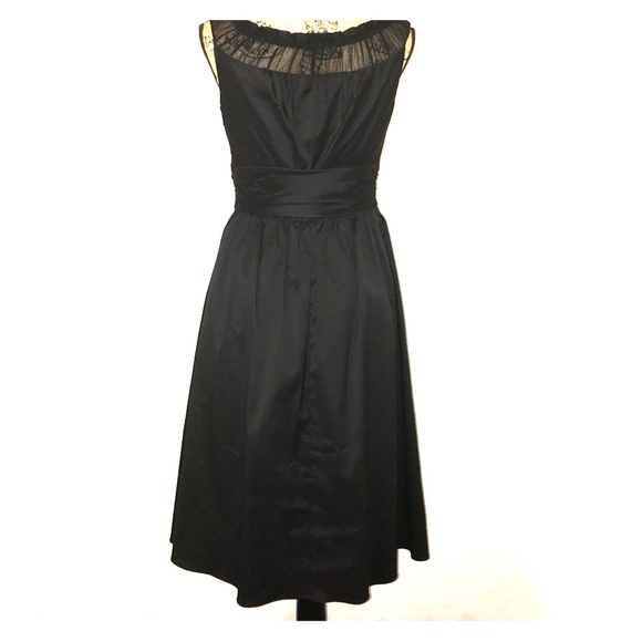 White House Black Market Silk Trim Black Cocktail Dress - Picture 4 of 9