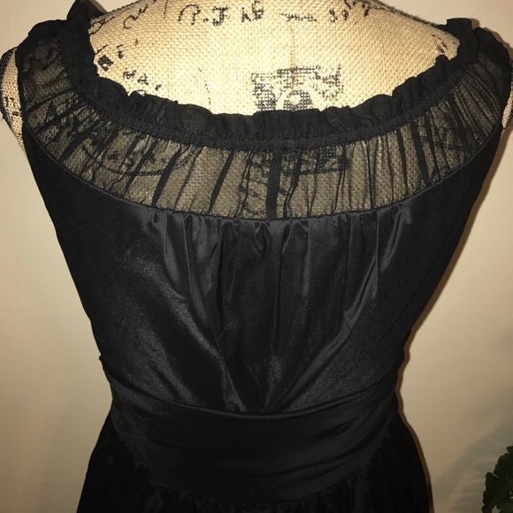White House Black Market Silk Trim Black Cocktail Dress - Picture 5 of 9