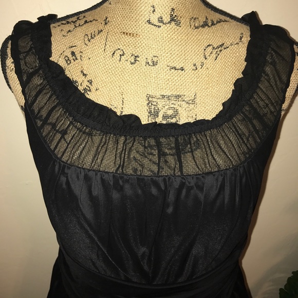 White House Black Market Silk Trim Black Cocktail Dress - Picture 6 of 9