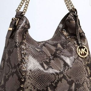 Michael Kors python embossed Hobo shoulder Bag.