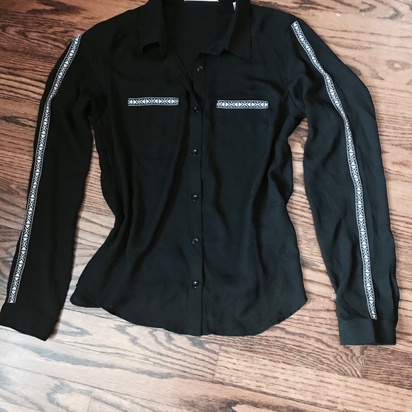 Black Chiffon Blouse with Embroidery - Picture 2 of 3