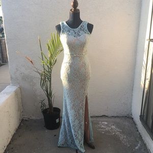 Sky blue formal gown