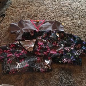 three XS scrub tops