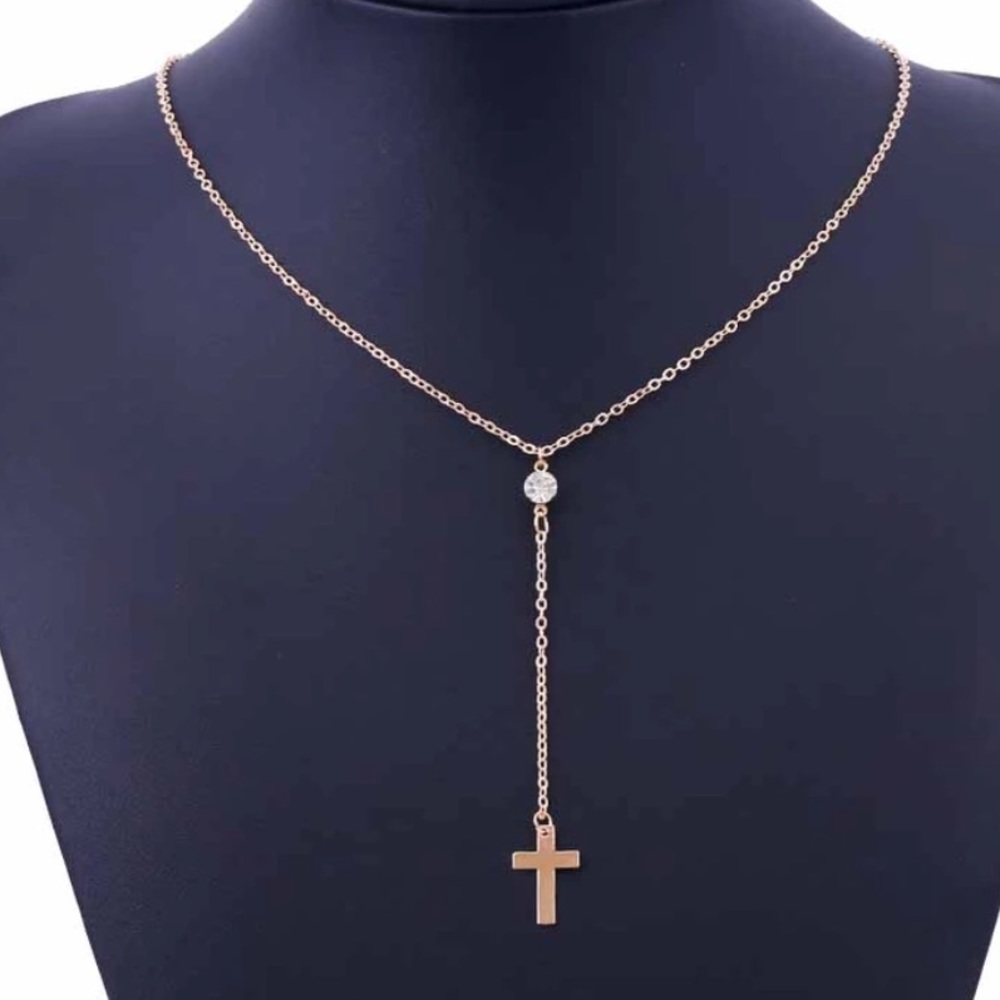 Cross Y pendant crucifix charm necklace cubic zirc