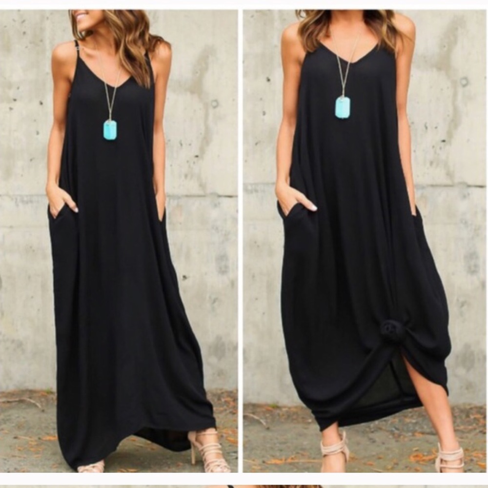 WORN ONCE - Black Cacoon Maxi dress